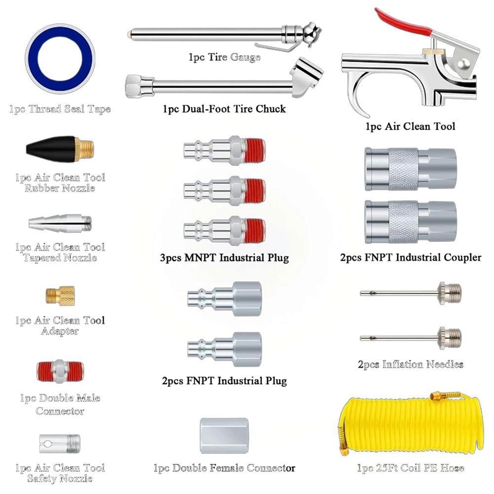 20Pcs Pneumatic Tools Kit for Car AC Duct Cleaning Designed for Automotive Maintenance and Airflow Optimization
