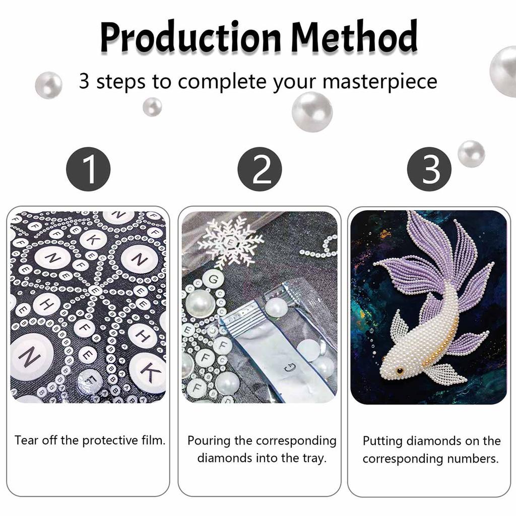 5D Round Pearl Painting Kit Elegant Koi Fish Pattern DIY Handmade Crystal Artist Home Interior Decor Gift