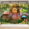 Verzauberter Wald Wunderland Kulisse – Verträumte Dschungelpilze, Märchen Thema für Baby Geburtstagsparty Dekoration & Requisite-Wandteppich