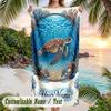 Ocean Life Adventure 2 Theme Quick Dry Beach Towel Custom Name Text Print Large Sand Resistant Towel Beach Vacation