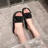 Super soft and ultra-clear women's one-word drag 2025 new ins heightened thick-bottomed non-slip and deodorant slippers