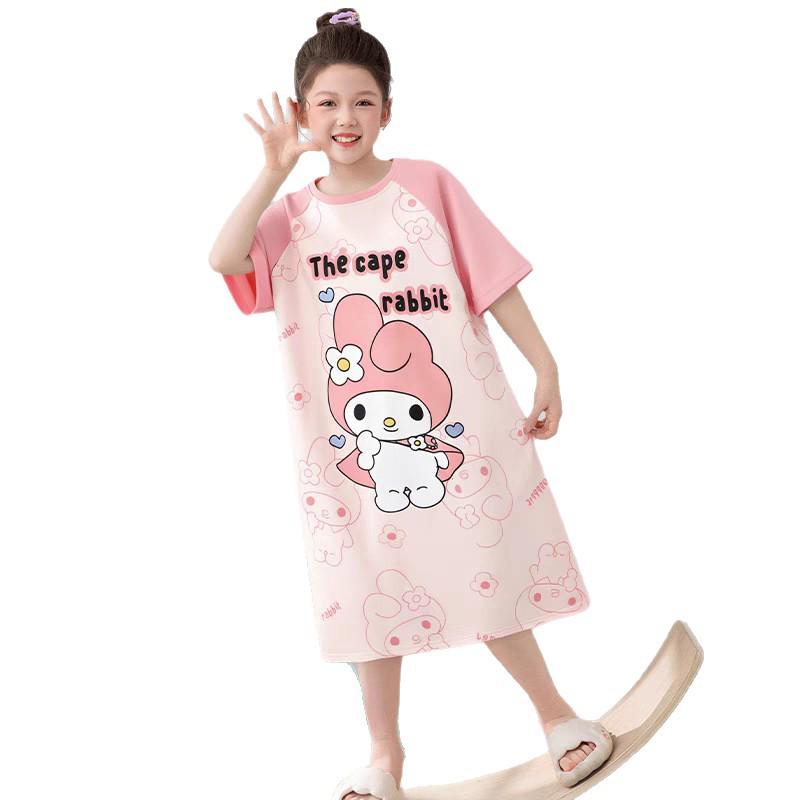 Princess Girls Summer Short Sleeve Pajama Dress for Kids