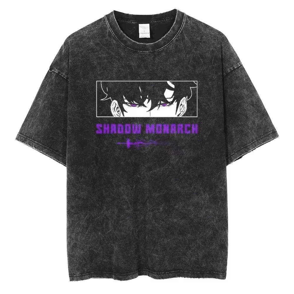 Anime Solo Leveling Sung Jin Woo Grafické tričko Pánské Manga Vintage trička Ležérní bavlněné tričko Harajuku Pánská trička