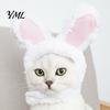 Fleece Tierohren Mütze Hasenohren Katzenhut, Niedliche Haustier Weiche Plüschmütze Bequeme Foto Requisite mit Hase für Katzen Kleine Hunde Party Kostüm Lustige Fotos