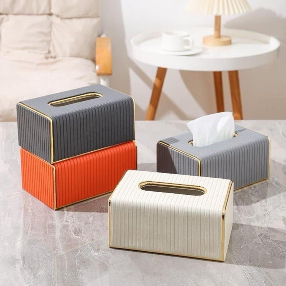 PU Leather Tissue Box Soft Tissue Case Creative Paper Towel Container  for Living Room