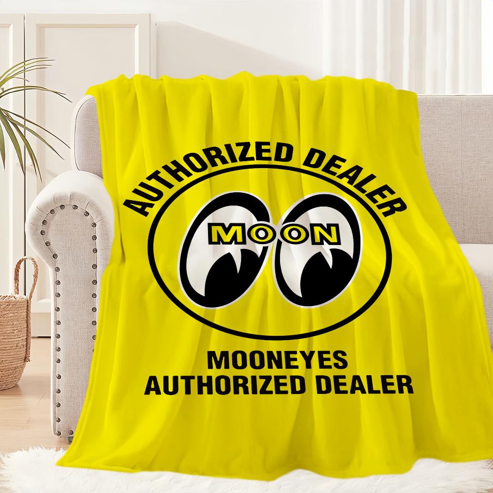 

Fashion M-Mooneyes-Brand Logo Blanket Plush Nap Sofa rug for Living Room Warm Office Bedroom Birthday Home Travel Kid Gifts 75x90cm