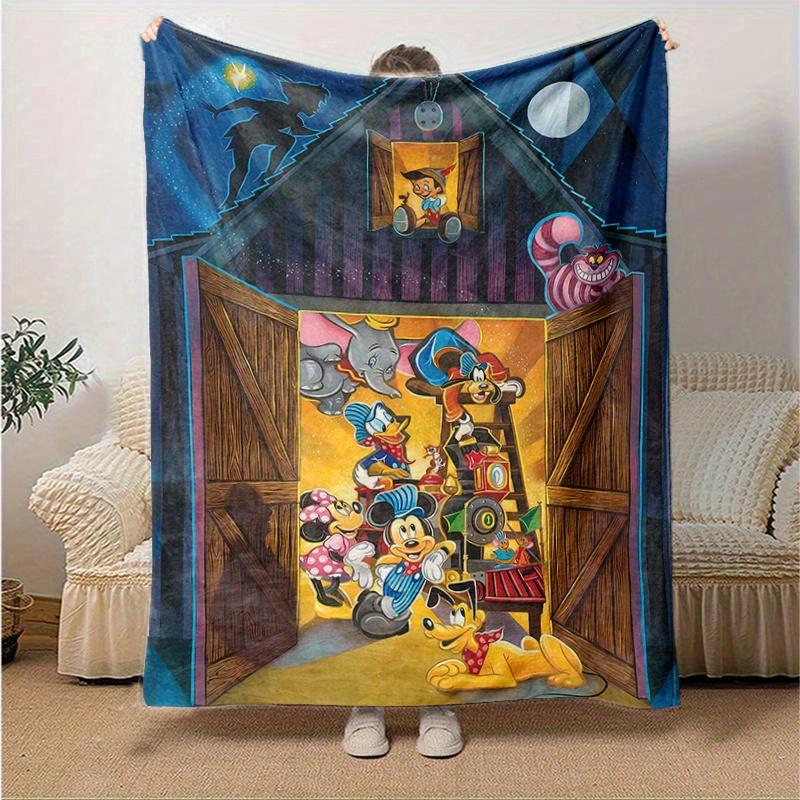 1pc, Mickey and Friends Home Decor Flannel Blanket Perfect Gift for Bedroom, Living Room, Travel, Camping, Car