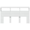 LED Headboard with Shelves White 180 x 17 x 102 cm