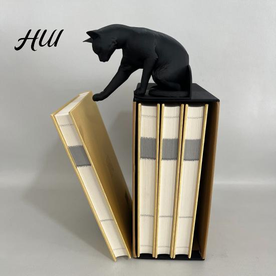 Industrial Style Bookshelf Accessory Cat Bookend Stand Matte Black Paw Design Stable Non-Slip Book PLA Material Decorative Desktop Organizer