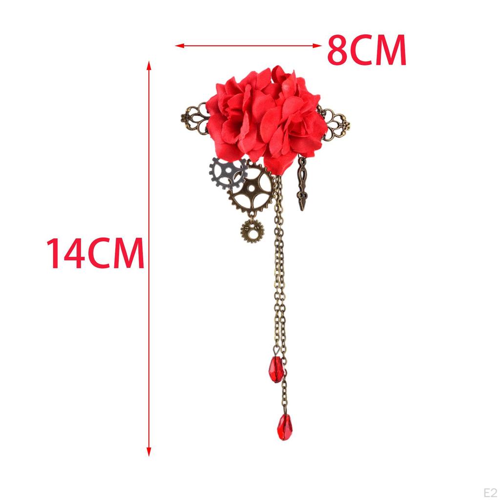 Mechanical Hairpin Steam Gear Brooch with Tassels Suit Pin Alloy Women for Dress Coat