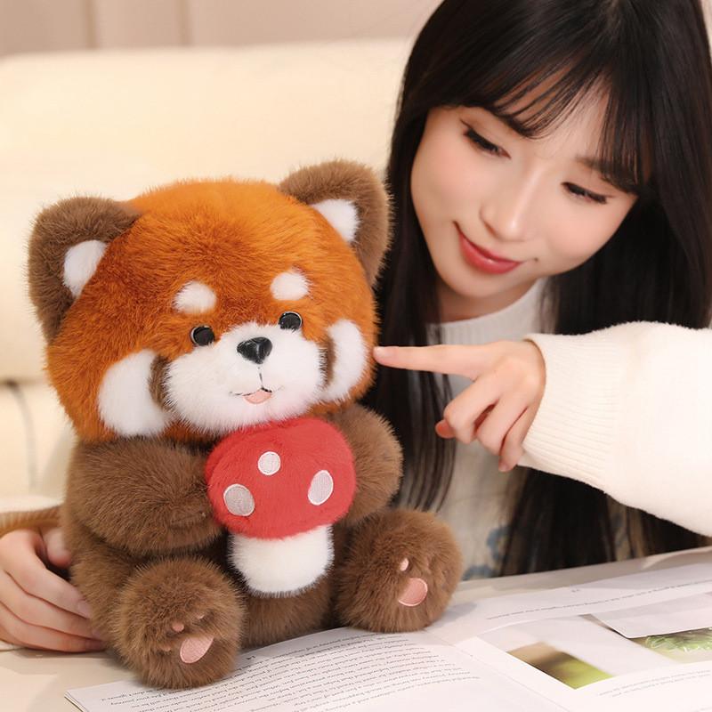 Adorable Mushroom Raccoon Plush Toy For Kids Birthday Gift Soft And Cuddly Design