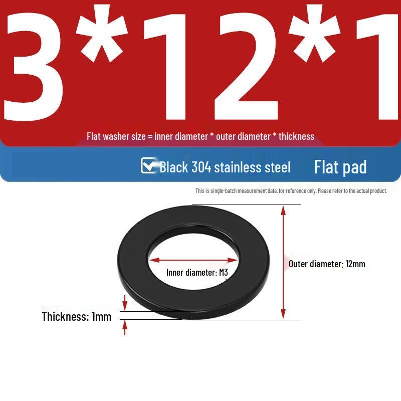 Ultra-Thin Black Zinc-Plated Stainless Steel Flat Washer (M2-M20)
