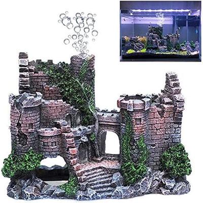 1Pcs Aquarium Resin Castle Shelter Decoration Castle Hideouts Stone Cave Hide House Fish Tank Aquarium Accessories for Betta Shrimp Turtle