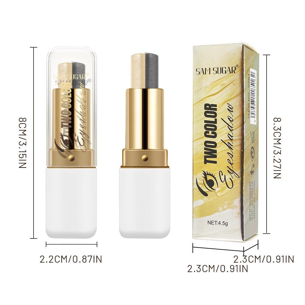 SAM SUGAR Two-Color Eyeshadow Stick Gradient Shimmer Waterproof Smudge-Proof Dual-Ended Metallic Eye Makeup Highlighter Stick
