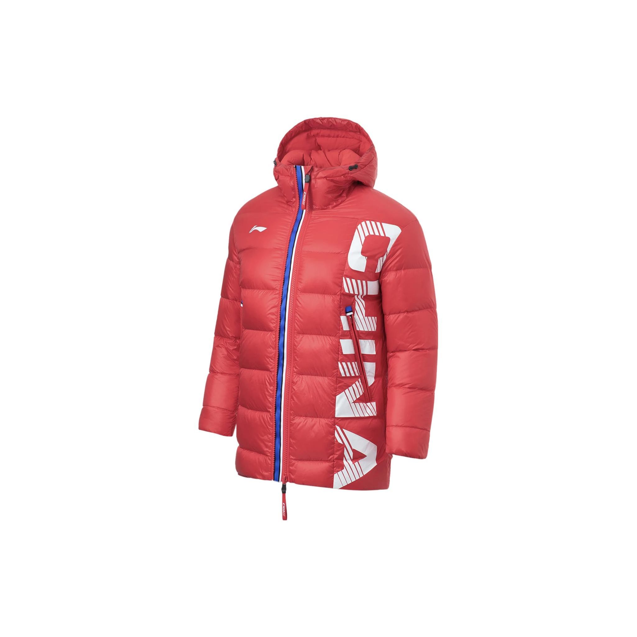 

Li-Ning Color Block Letter Print Hooded Mid-Length Down Jacket Unisex outerwear Red AYMT021-4 2XL