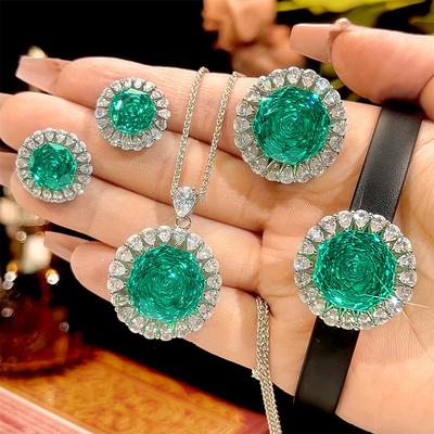 Herbst und Winter neu Huabi Schmuck Kupferboden vergoldet Simulation Para Grün High-End Schmuckset Hauptstein 16-10mm