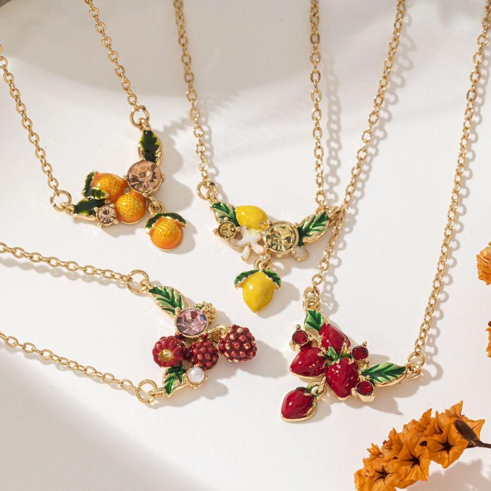Mulberry Fruit Necklace Lemons Collarbone Chain Fashion Fruits Choker Vacation