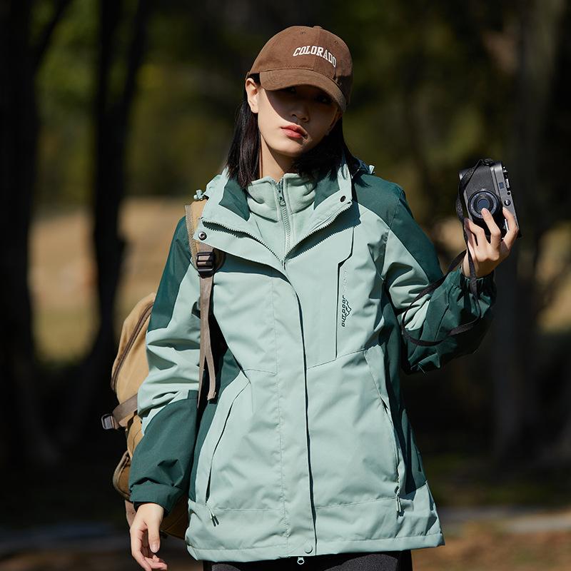 Mountain Style Jacket Men s Three-in-one Detachable Two-piece Set Women s Windproof, Waterproof, Warm, Color-blocked Couple s Thickened Jacket L