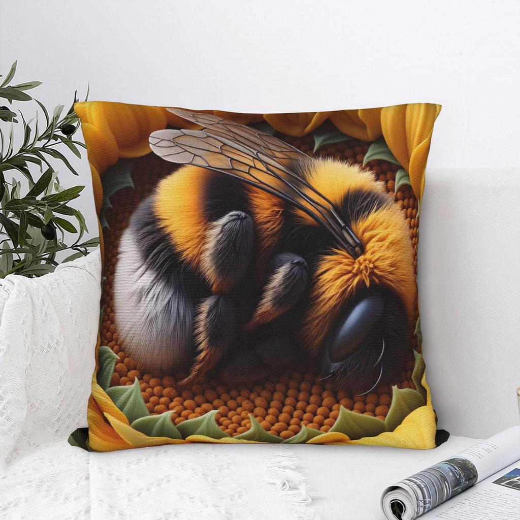 Pillow Case Bee And Flowers Soft Pillow Cover For Sofa Home Decor Morden Pillowcases