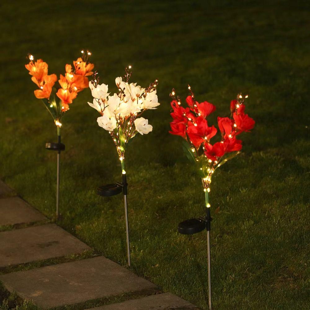 Solar Powered Solar Powered LED Garden Lights LED Lights Magnolia Flower Design Outdoor Garden Decorative Light Waterproof