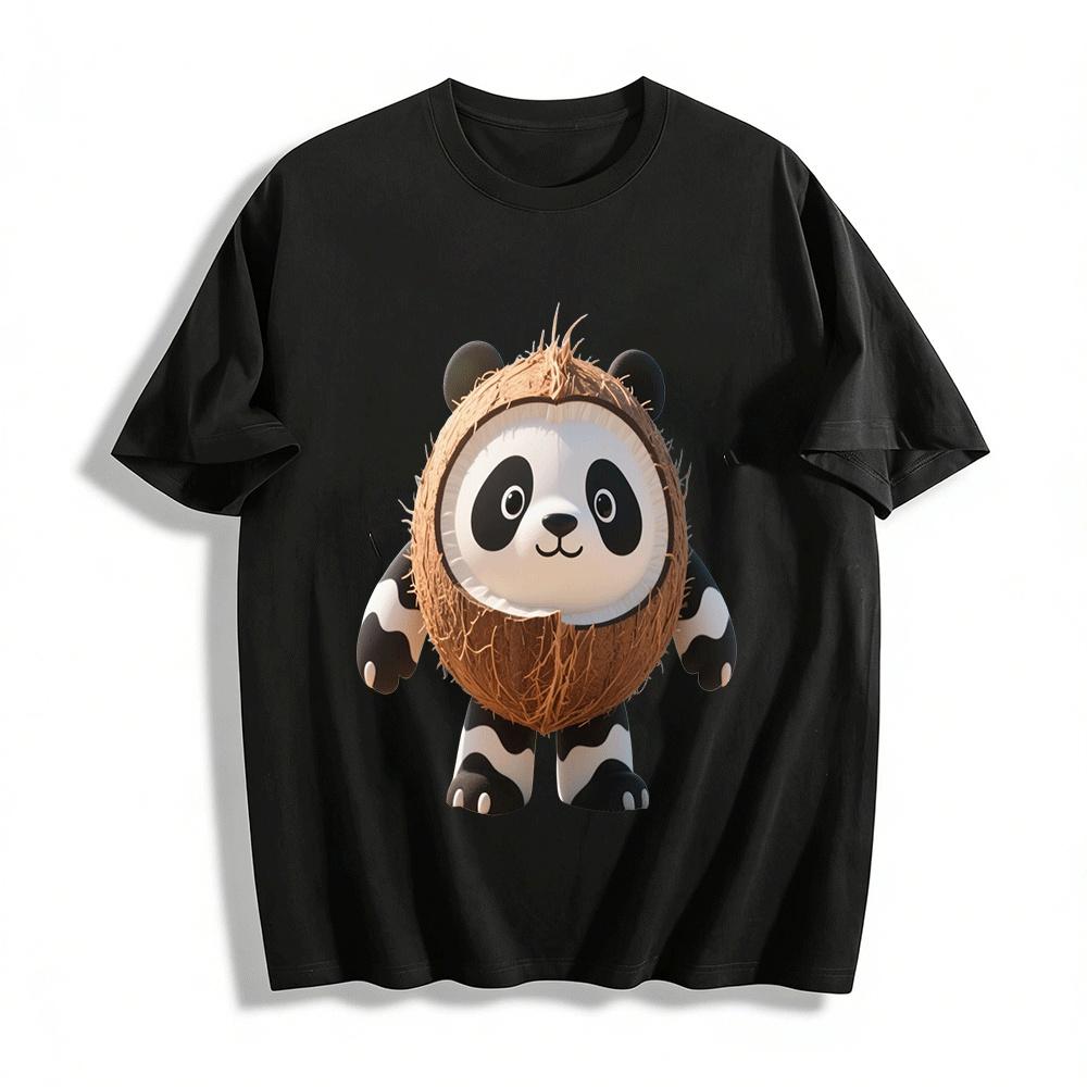 Coconut Shell Panda Print Casual Short Sleeve T-Shirt Pure cotton T-shirt XXS