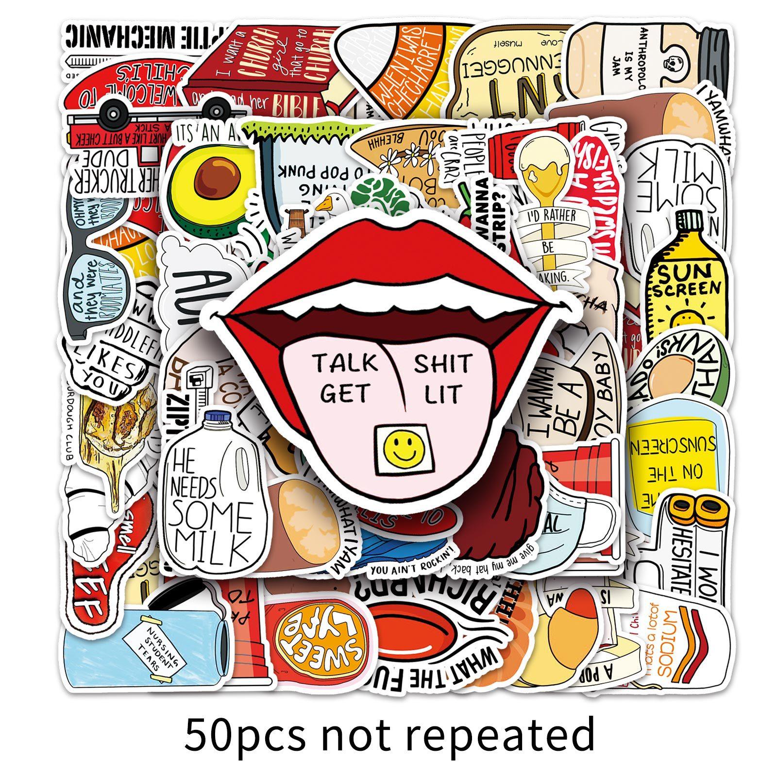 

50 Vine Cartoon Doodle Creative Scooter Laptop Car DIY Decorative Stickers