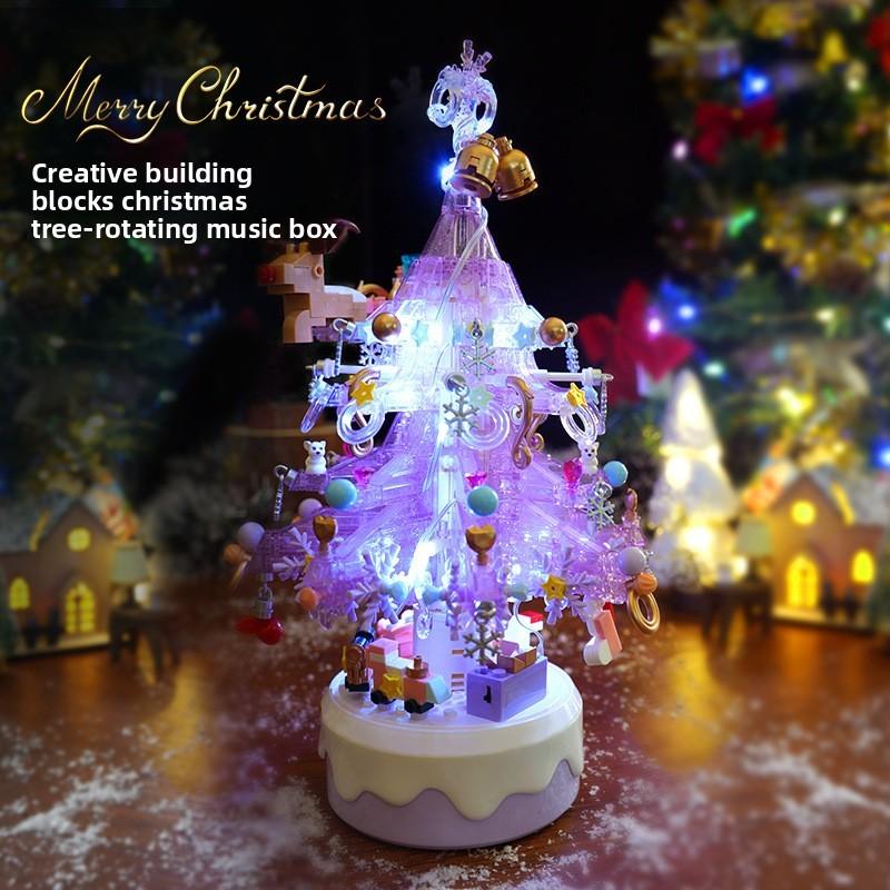 Christmas Tree Music Box Assembly Building Blocks Model Ornament For Kid Gift