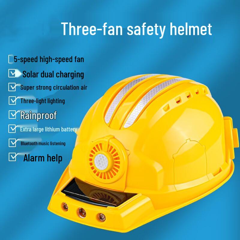 

Rechargeable Cooling Safety Helmet with Three Fans & Bluetooth 1
