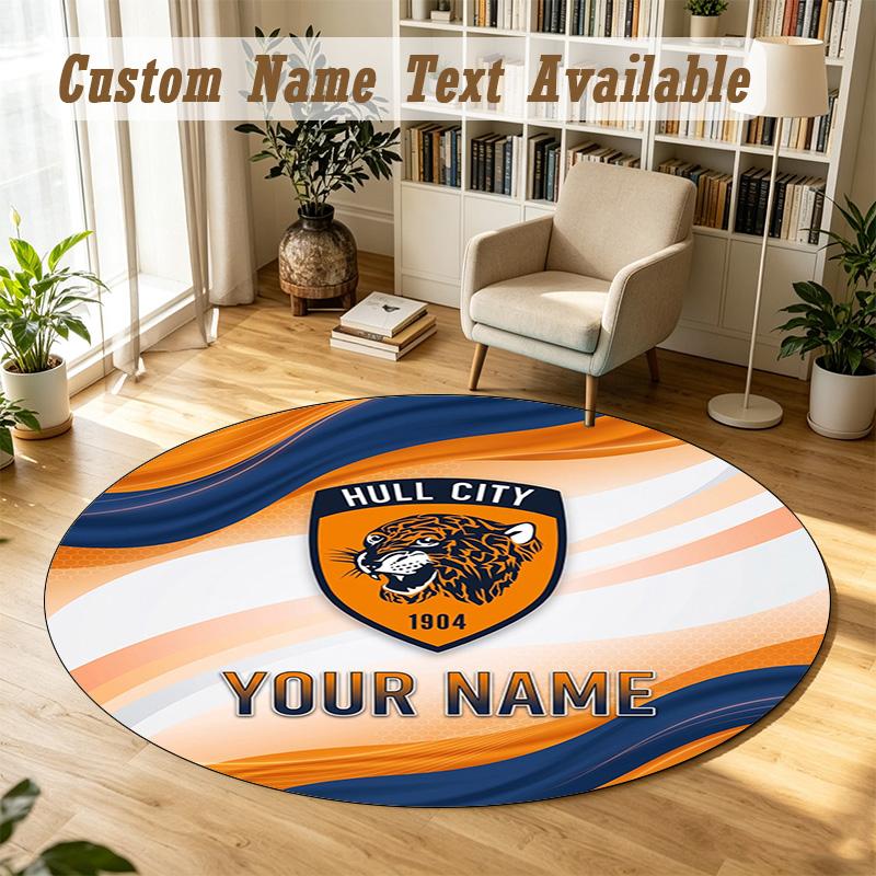 Round Rug Custom NameHull FC Pattern Non Slip Carpet Home Floor Decor