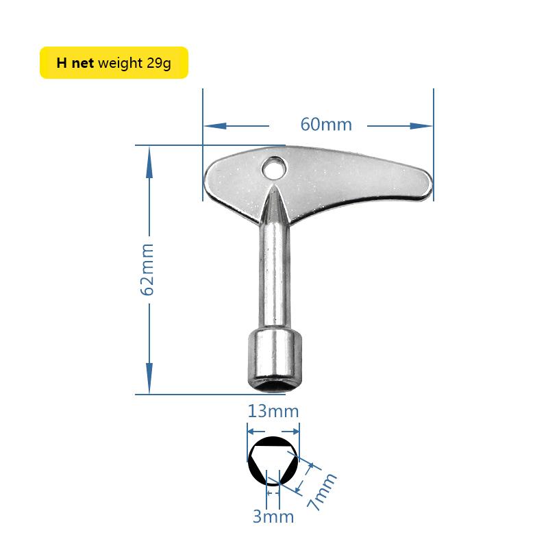 Water Meter Valve Key, Inner Triangle Wrench, Multi-Purpose Tool, Electric Control Cabinet Car Elevator Cross Key Wrench