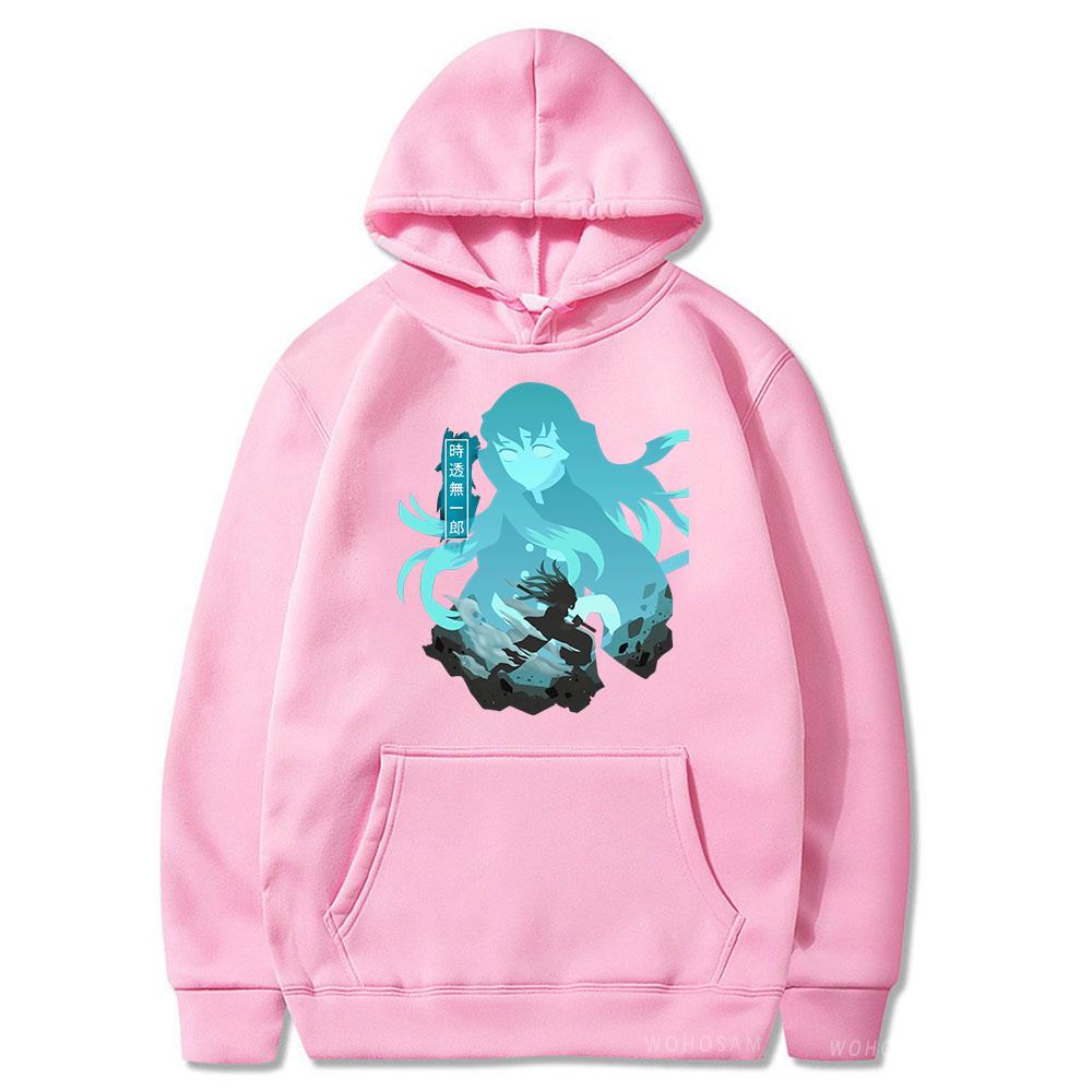 Толстовки с капюшоном в стиле аниме Tokitou Muichirou Demon Slayer Harajuku, толстовка с капюшоном с героями мультфильмов, большой размер, пуловер с длинными рукавами в стиле манга для мужчин и женщин
