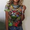Funny Cat 3d Printed Women's T Shirts Summer Fashion Animal Print Short Sleeve Tees Girl Kawaii Y2k Top Clothes Female Clothing