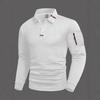 Spring Autumn Men's Casual Polos Fashion Long-Sleeved Polka Dot Jacquard Solid Color Polo Shirts Comfortable Fit Tops