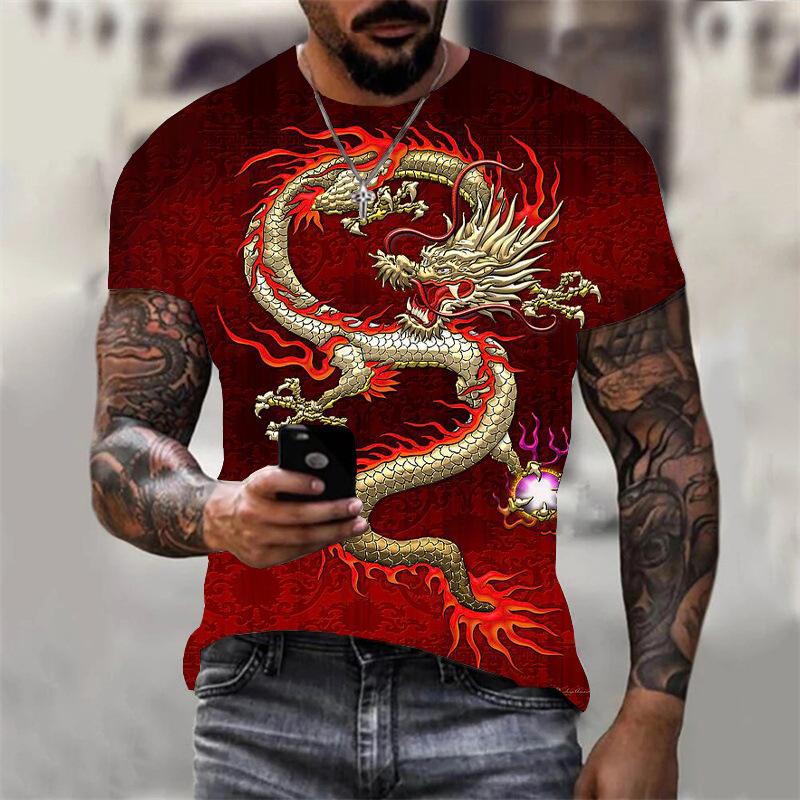 3D Dragon Print T-shirt Herr Kvinnor Casual Sommar Djur T-shirt Man O-hals Kortärmad Lösa toppar Andas T-shirts för par