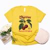 Retro Cherries Graphic T Shirts Vintage Cherry T-Shirt Women Short Sleeve Casual T-shirt Y2k Style T Shirt Vintage Summer Tee