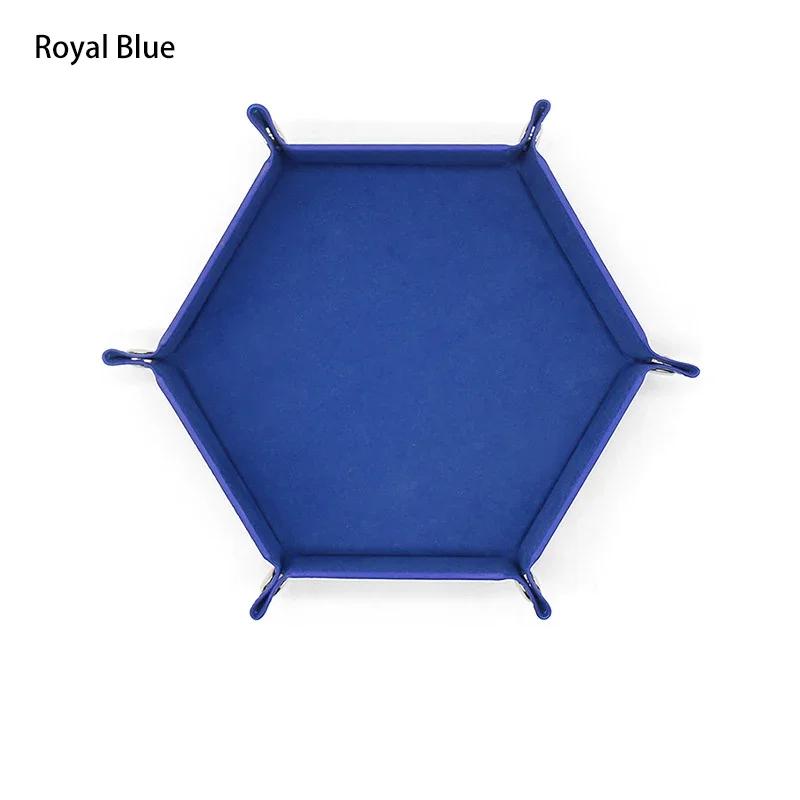 1PC Hexagonal PU Leather Dice Tray Foldable Dice Rolling Tray for Tabletop Games RPGs and Casino Games Miscellaneous Storage Box
