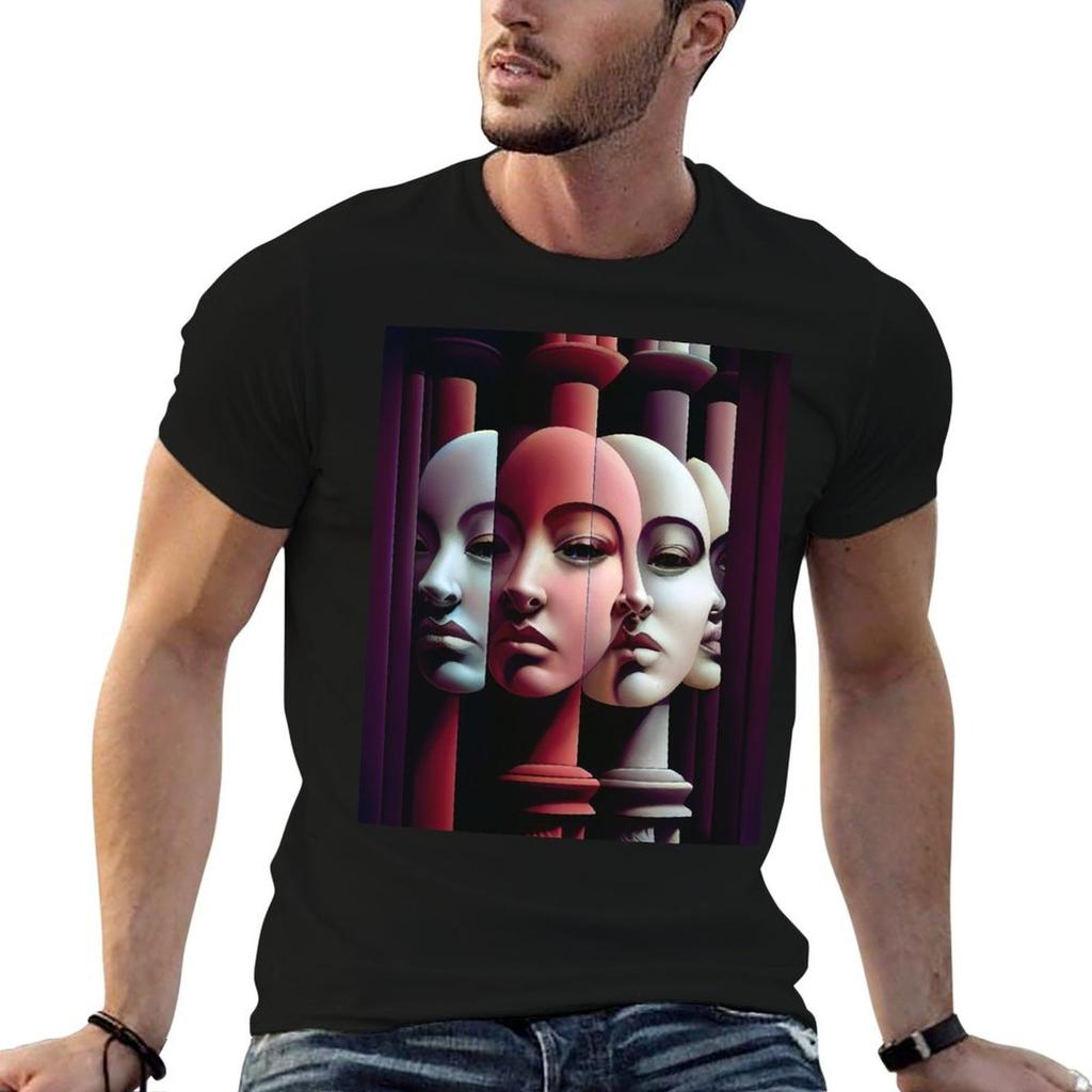 portrait of faces T-Shirt men t shirt cotton 100% t shirts for man pack cotton t shirt man luxu