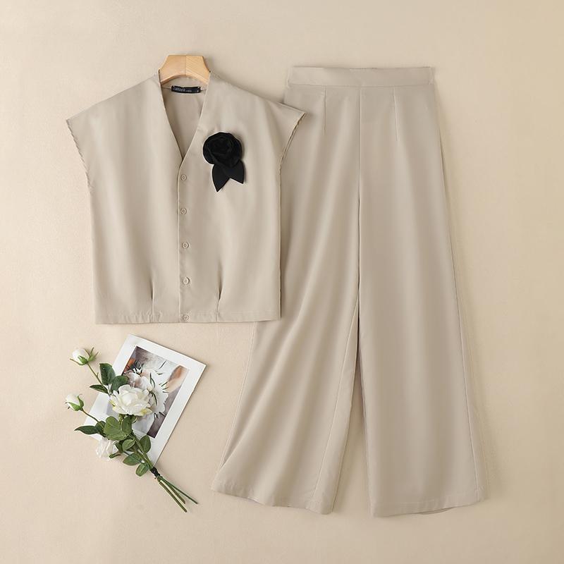 ZANZEA Women Sleeveless Blouse and Long Pants Casual Two Piece Suit Sets