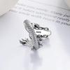 Ring for One Size Fits 925 Silver for Rugged Dragon Dragon Dragon Sterling Red Retro New Party Gift Women, Most, Men, Ring, Head, Zodiac, Silver,
