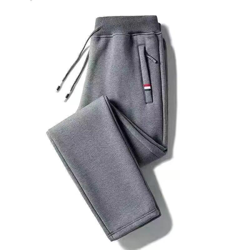 Fleece Pants Men's Autumn and Winter New Fleece Thickened Large Size Three-color Standard Zipper Sports Trousers