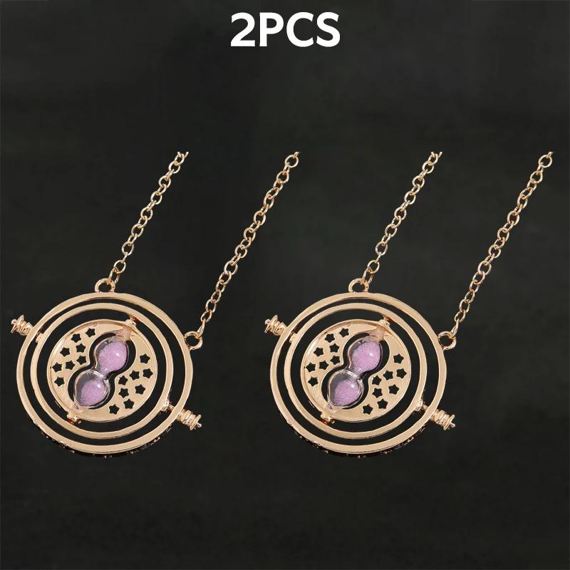 1-10Pcs Harried Time Necklace Timer Hourglass 360 Rotatable Potters Cosplay Props Astronomical Time Converter Magic School Gift