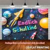 2D Plane, 1 Piece 2D Endlich Schulkind Universe-themed Party Banner Background fabricDJH