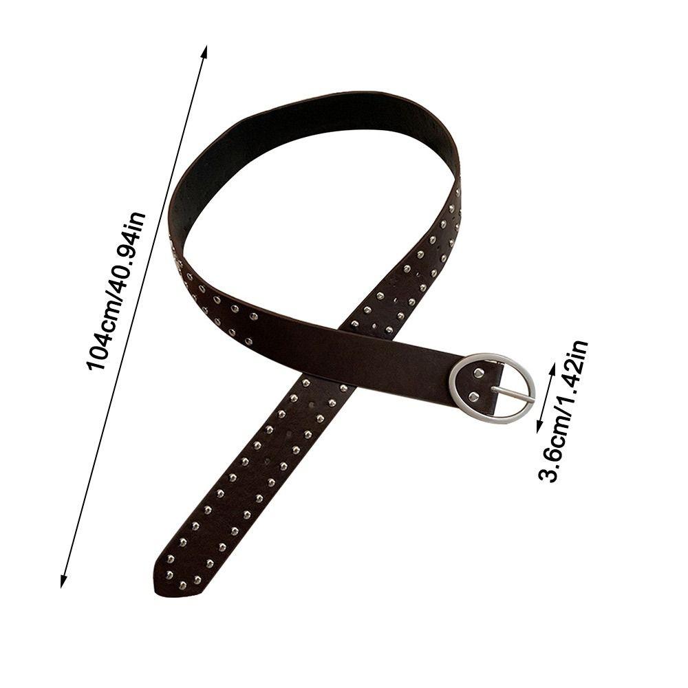 Alloy Buckle Y2K Belt Pu Leather Skinny Waist Straps Retro Bohemian Rivet Belt  Women