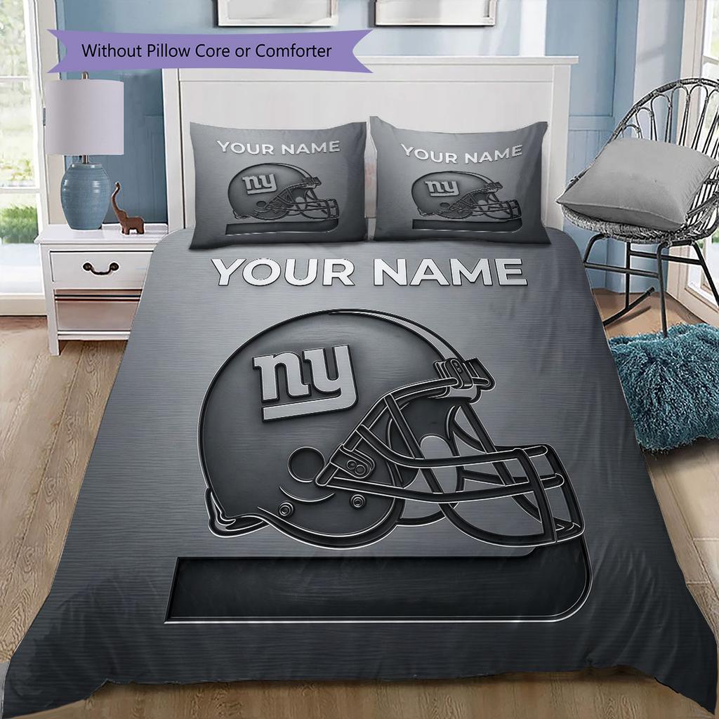 Custom Name,New York Giants Pattern Bedding Home Decoration Birthday Gift ( 1 duvet cover + 2 pillowcase, without core),fan merchandise.