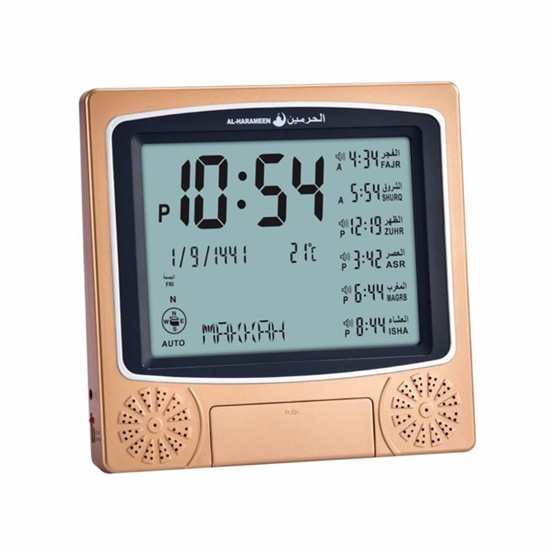 

Azan Prayer Table Clock Calendar Islamic Mosque Calendar Prayer Wall Clock Alarm Temperature Display Ramadan Home Decor
