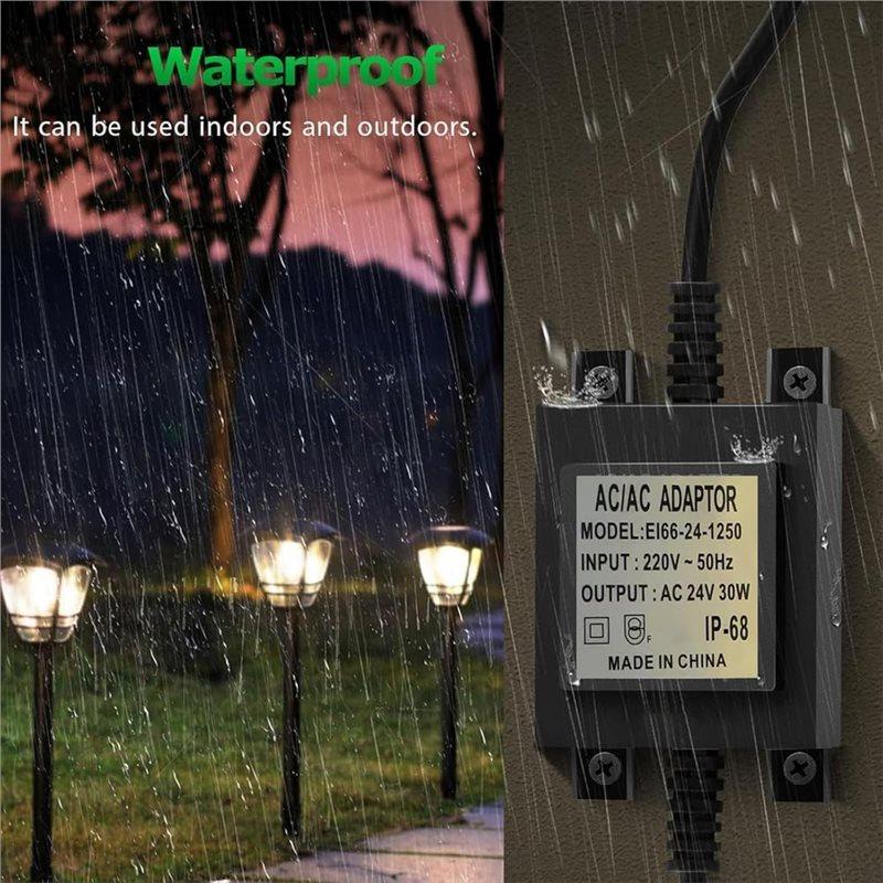 A25F-Outdoor Power Supply Transformer 24 V LED Transformer AC/AC 30 W IP68, 220 V To 24 V Power Supply With EU Plug