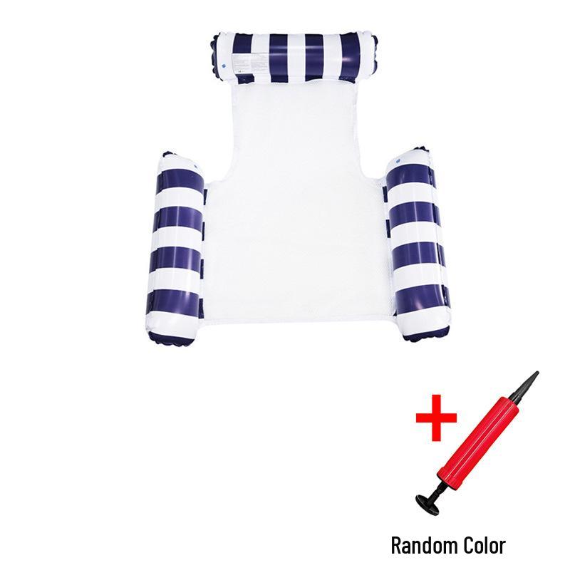 Inflatable Stripe Mesh Floating Bed - Foldable Seaside Lounger