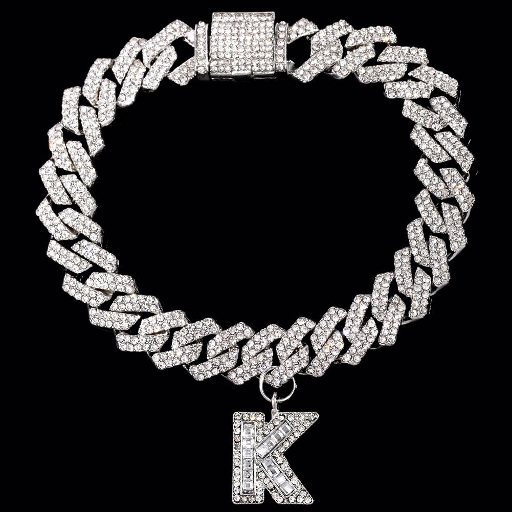 Bling Iced Out A-Z Letter Initial Cuban Link Chain Anklets For Women Hip Hop Chunky Cuban Anklet Bracelet Beach Barefoot Jewelry