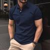 Men Solid Color Slim Fit Stretch Collared Short Sleeve Polo Shirt