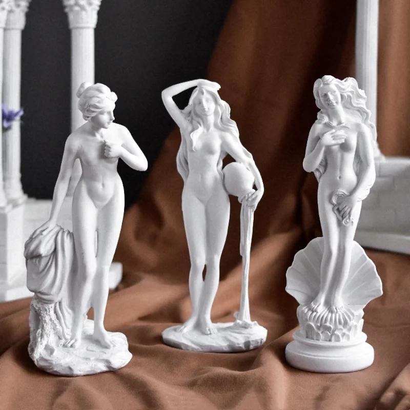 Harz-Handwerk Weiße Statue Venus-Skulptur Griechische Mythologie Nackt Dekorative Figuren Raumdekoration Zubehör